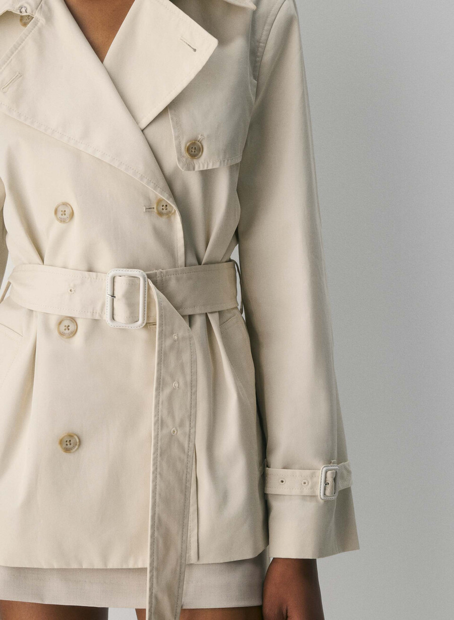 finch kort trenchkåpe - city twill birch