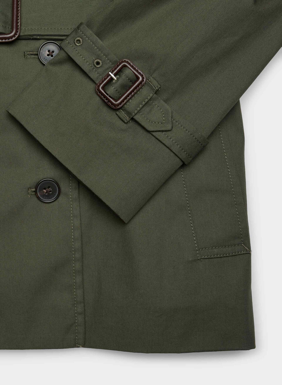 finch kort trenchkåpe - city twill mØrk oliven