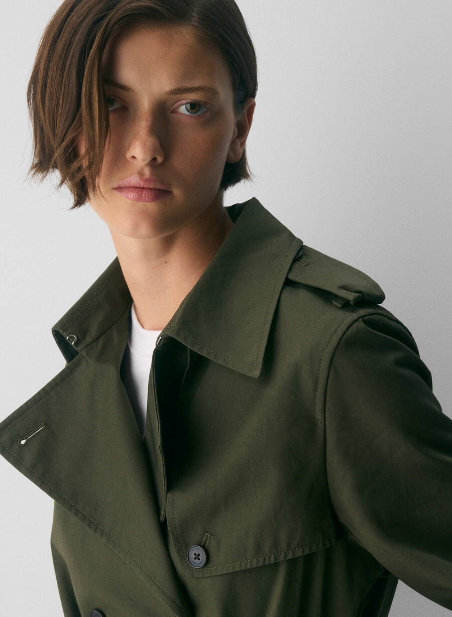 finch kort trenchkåpe - city twill mØrk oliven