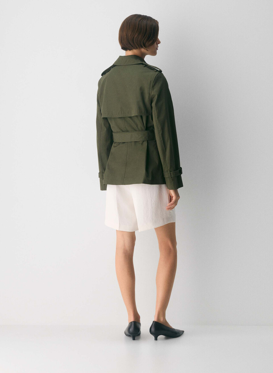 finch kort trenchkåpe - city twill mØrk oliven