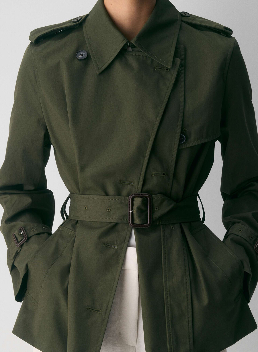 finch kort trenchkåpe - city twill mØrk oliven