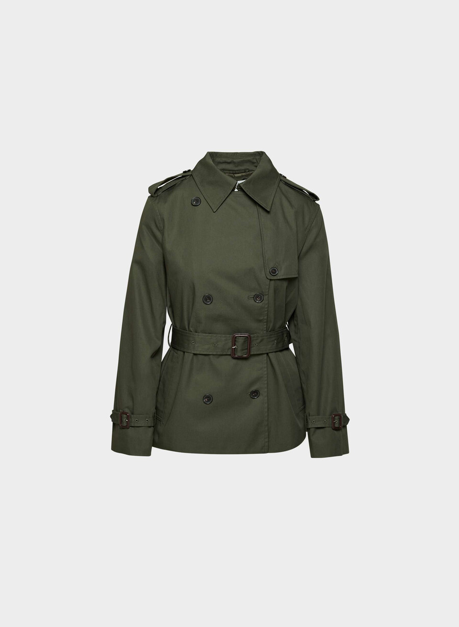finch kort trenchkåpe - city twill mØrk oliven