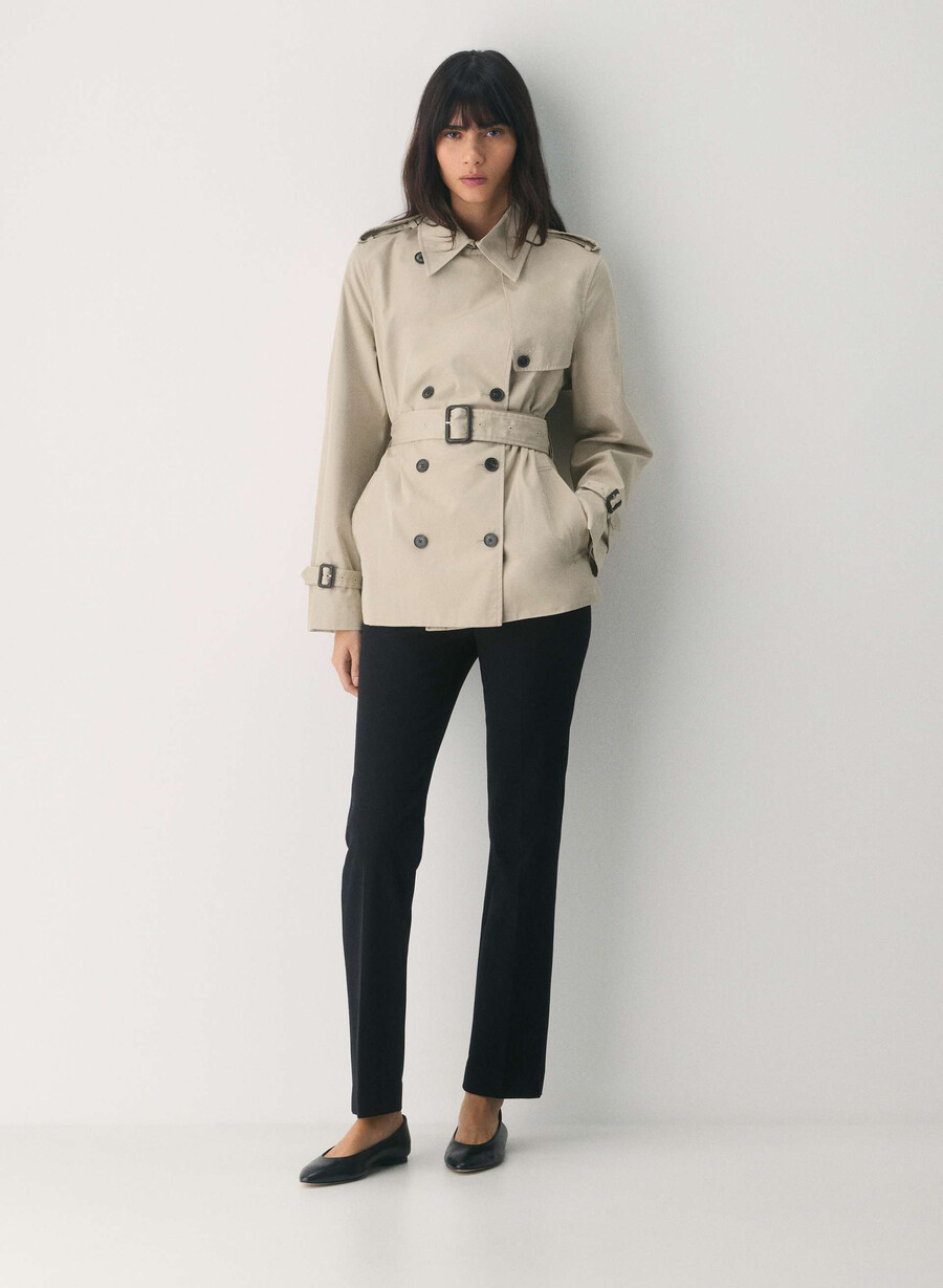 finch kort trenchkåpe - city twill marcona beige