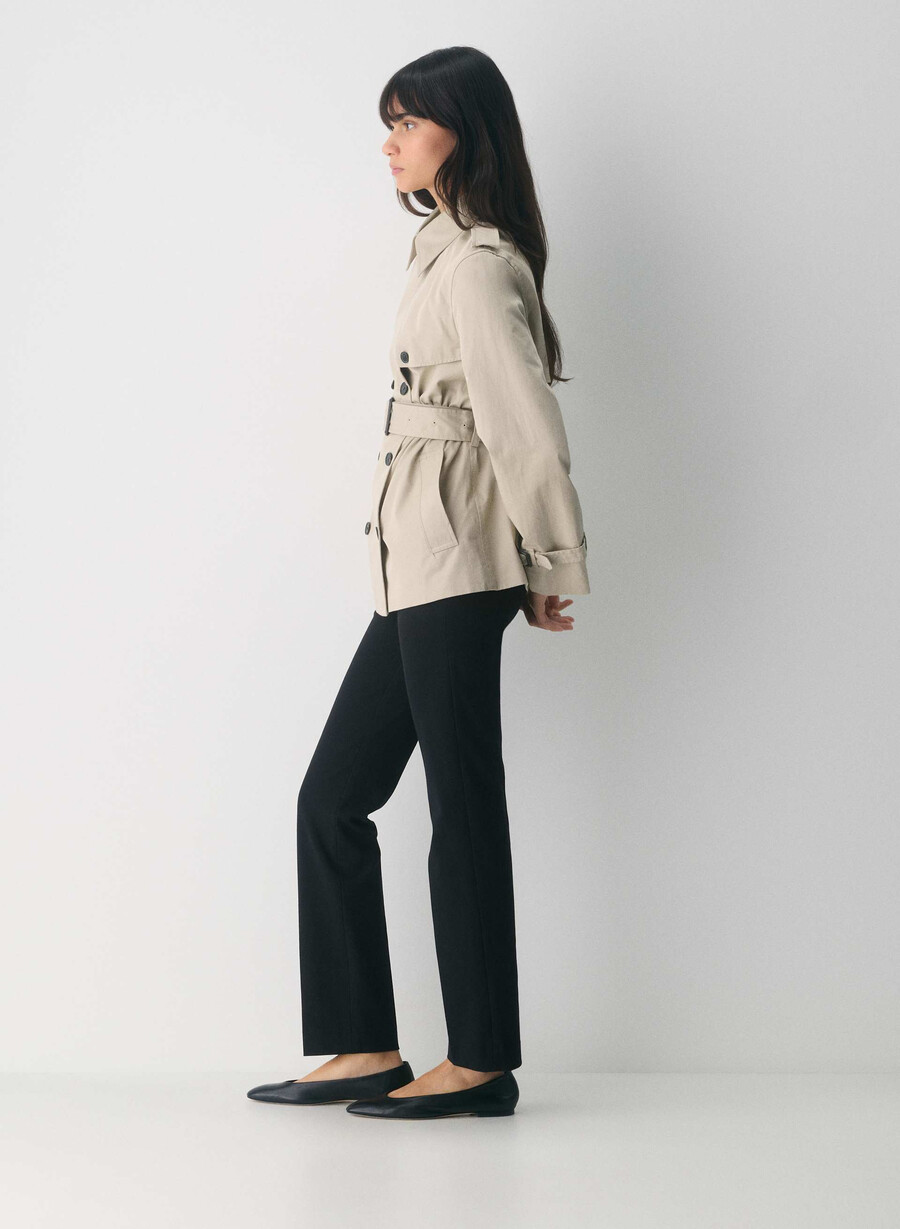 finch kort trenchkåpe - city twill marcona beige