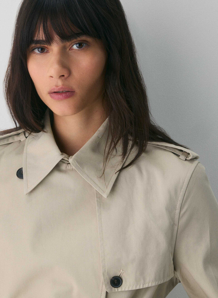 finch kort trenchkåpe - city twill marcona beige