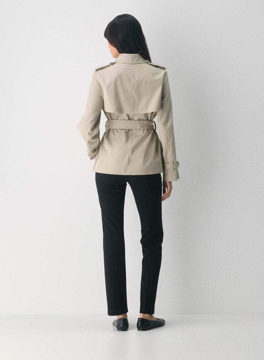 finch kort trenchkåpe - city twill marcona beige