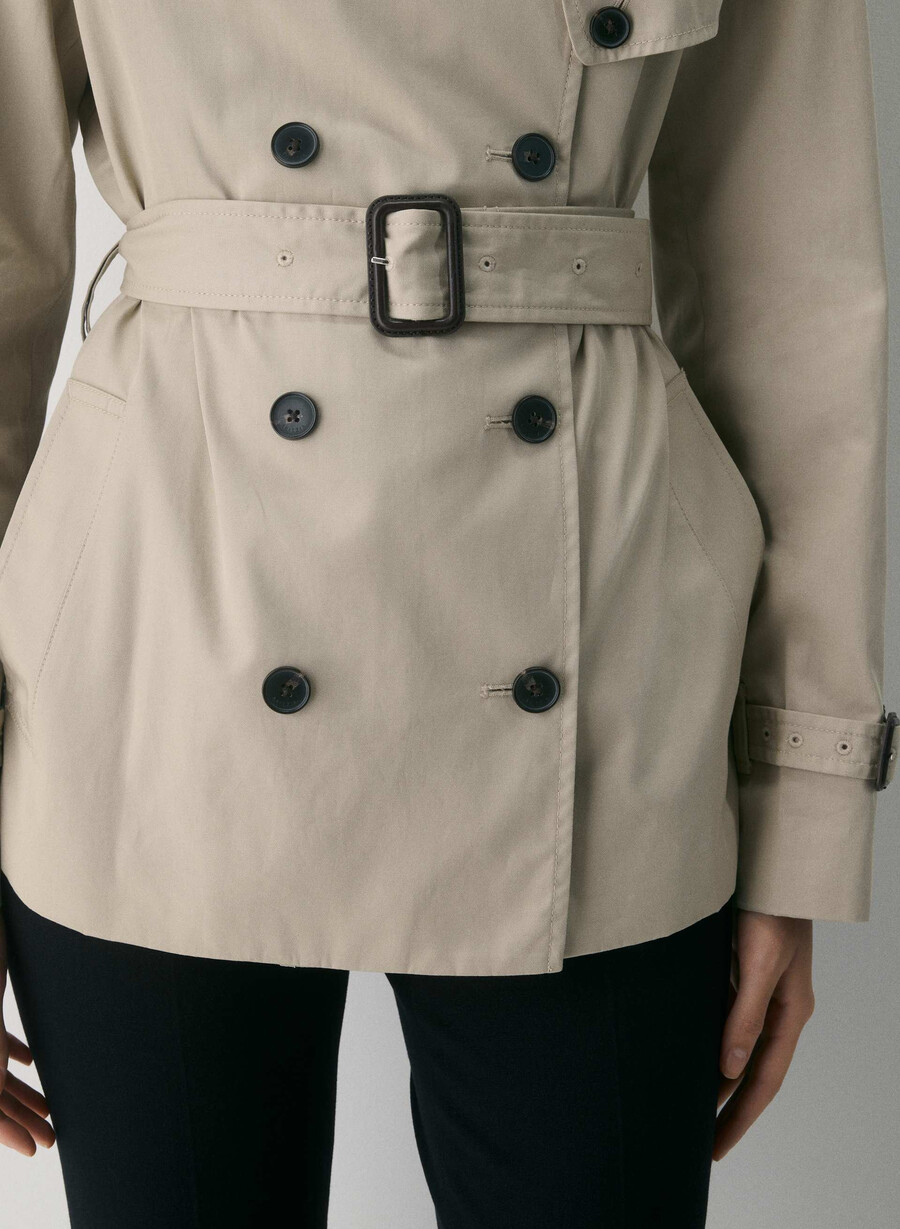 finch kort trenchkåpe - city twill marcona beige