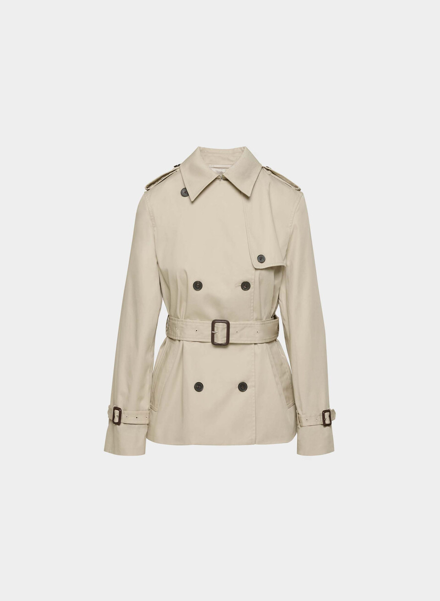 finch kort trenchkåpe - city twill marcona beige