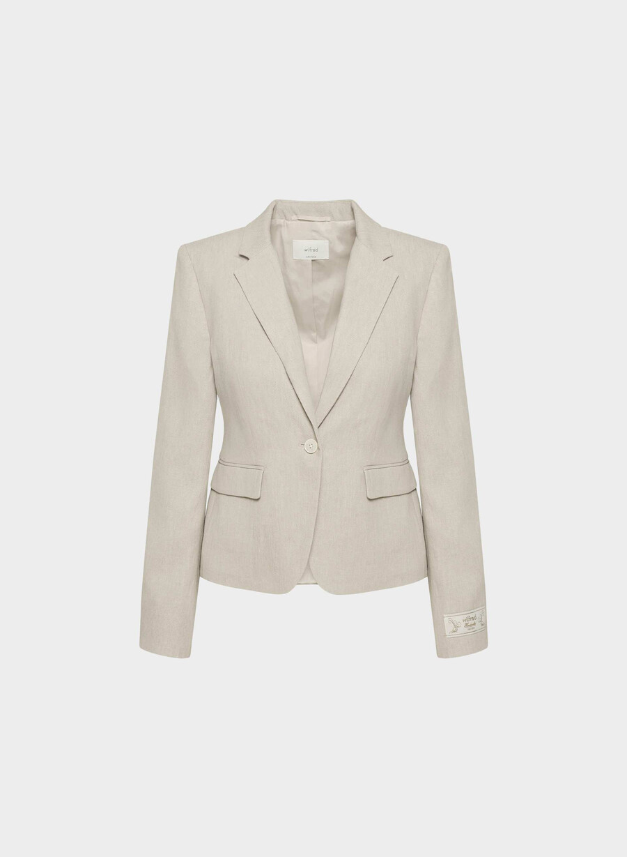 etiquette blazer - lin udarvet mØrk ecru