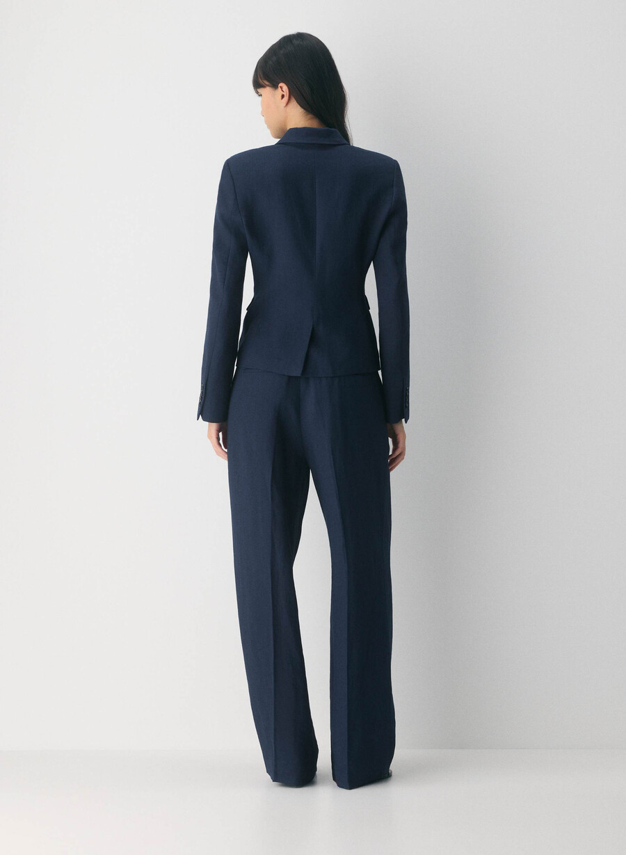 etiquette blazer - lin udarvet mØrk ecru