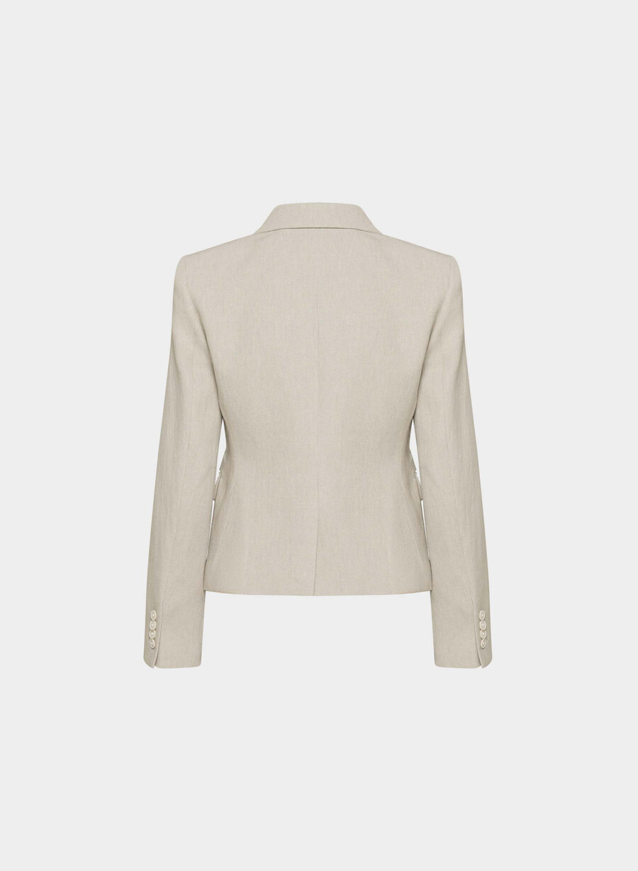 etiquette blazer - lin udarvet mØrk ecru