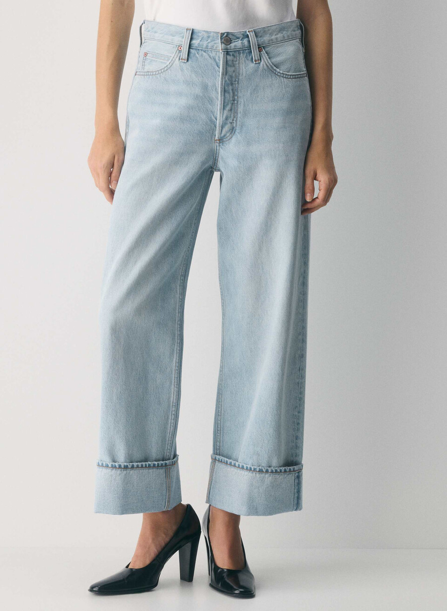 denim forum 90-tallets vintage lavt sittende jeans med mansjetter 15 år brl thr bleu