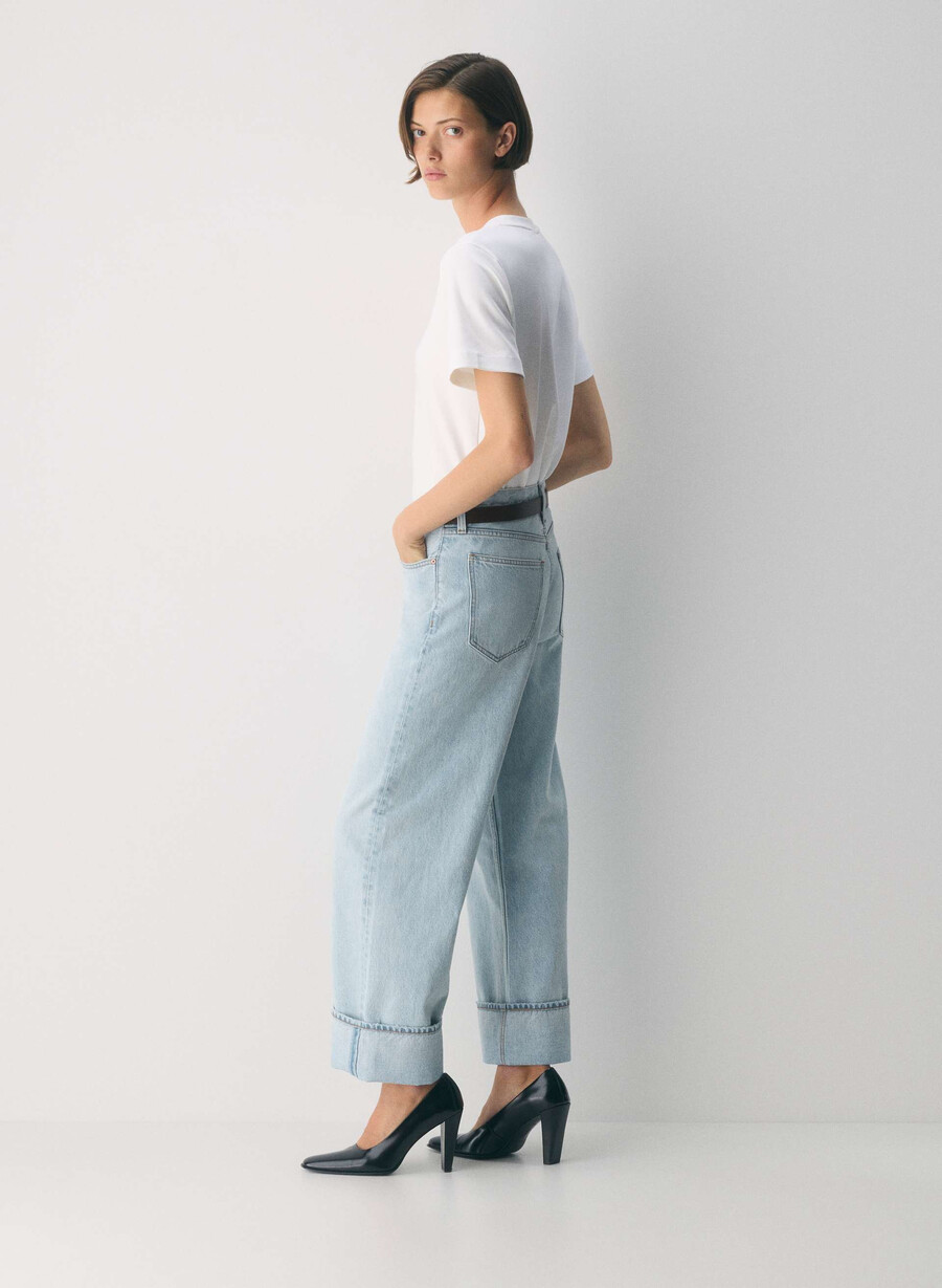 denim forum 90-tallets vintage lavt sittende jeans med mansjetter 15 år brl thr bleu