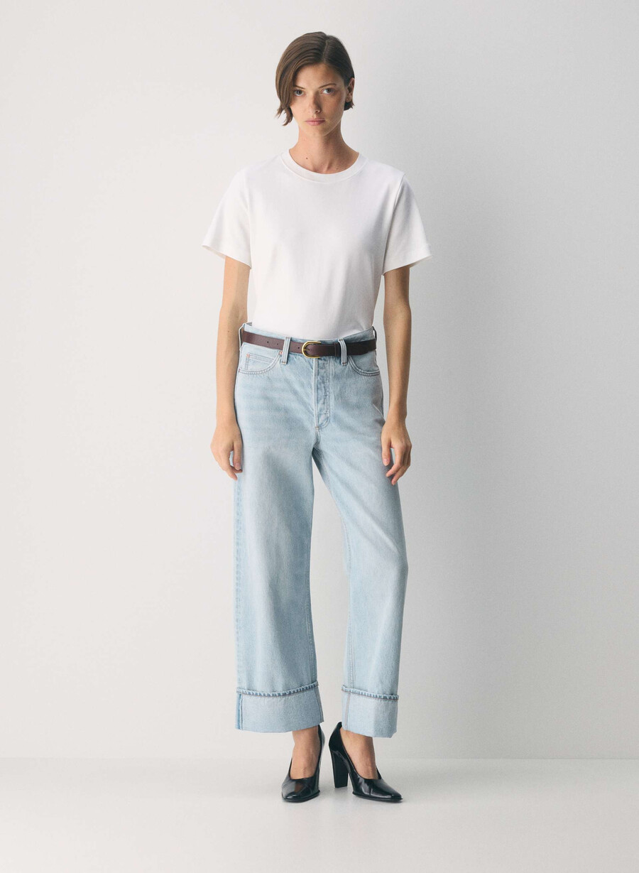 denim forum 90-tallets vintage lavt sittende jeans med mansjetter 15 år brl thr bleu