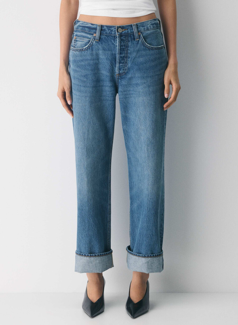 denim forum 90-tallets vintage lavt sittende jeans med mansjetter 5 år kiss n tell blÅ