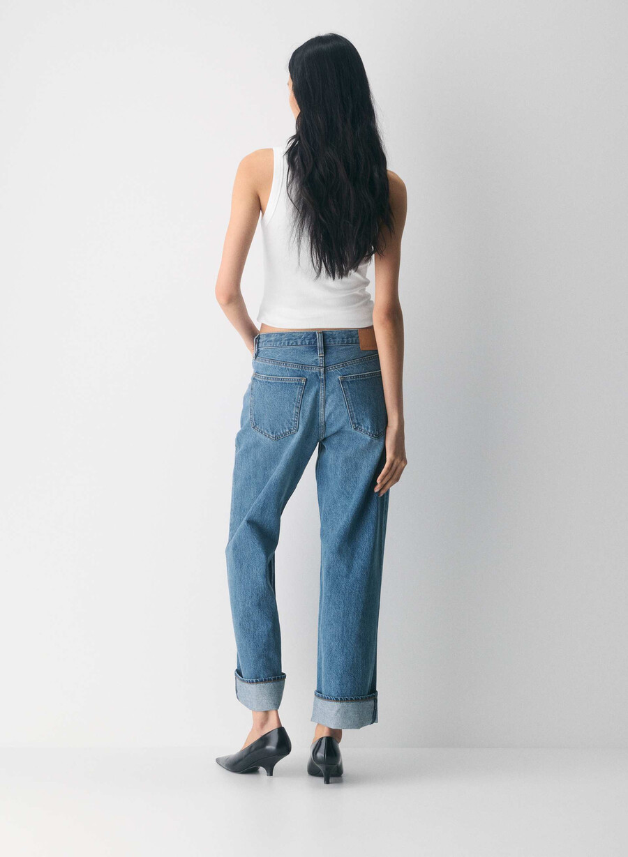 denim forum 90-tallets vintage lavt sittende jeans med mansjetter 5 år kiss n tell blÅ