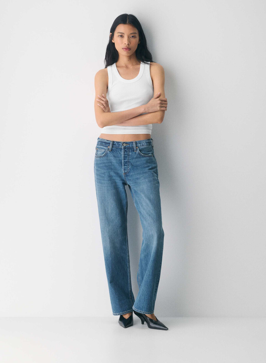denim forum 90-tallets vintage lavt sittende jeans med mansjetter 5 år kiss n tell blÅ