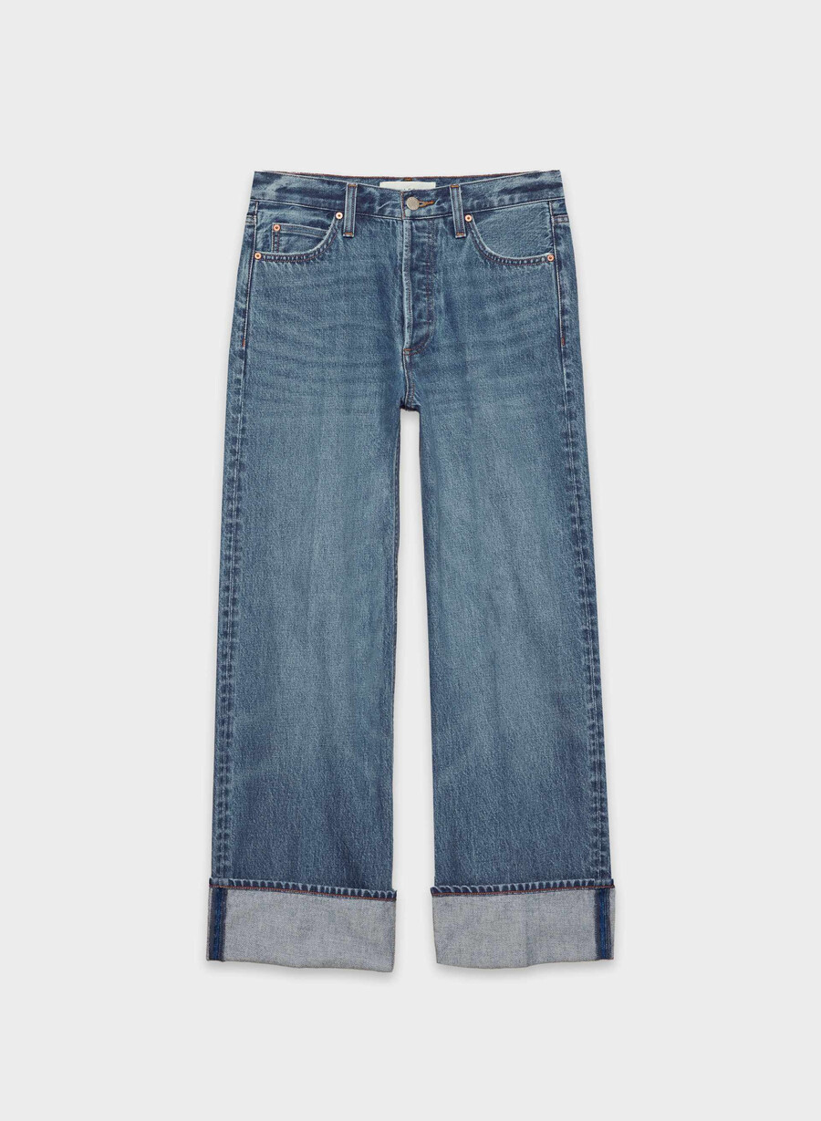 denim forum 90-tallets vintage lavt sittende jeans med mansjetter 5 år kiss n tell blÅ