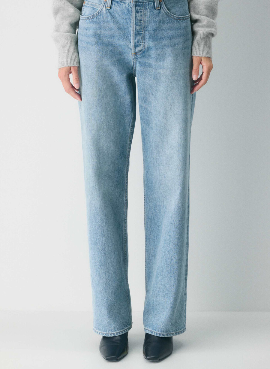 denim forum 90-tallets vintage lavt sittende jeans med mansjetter 7 år bleu taboo