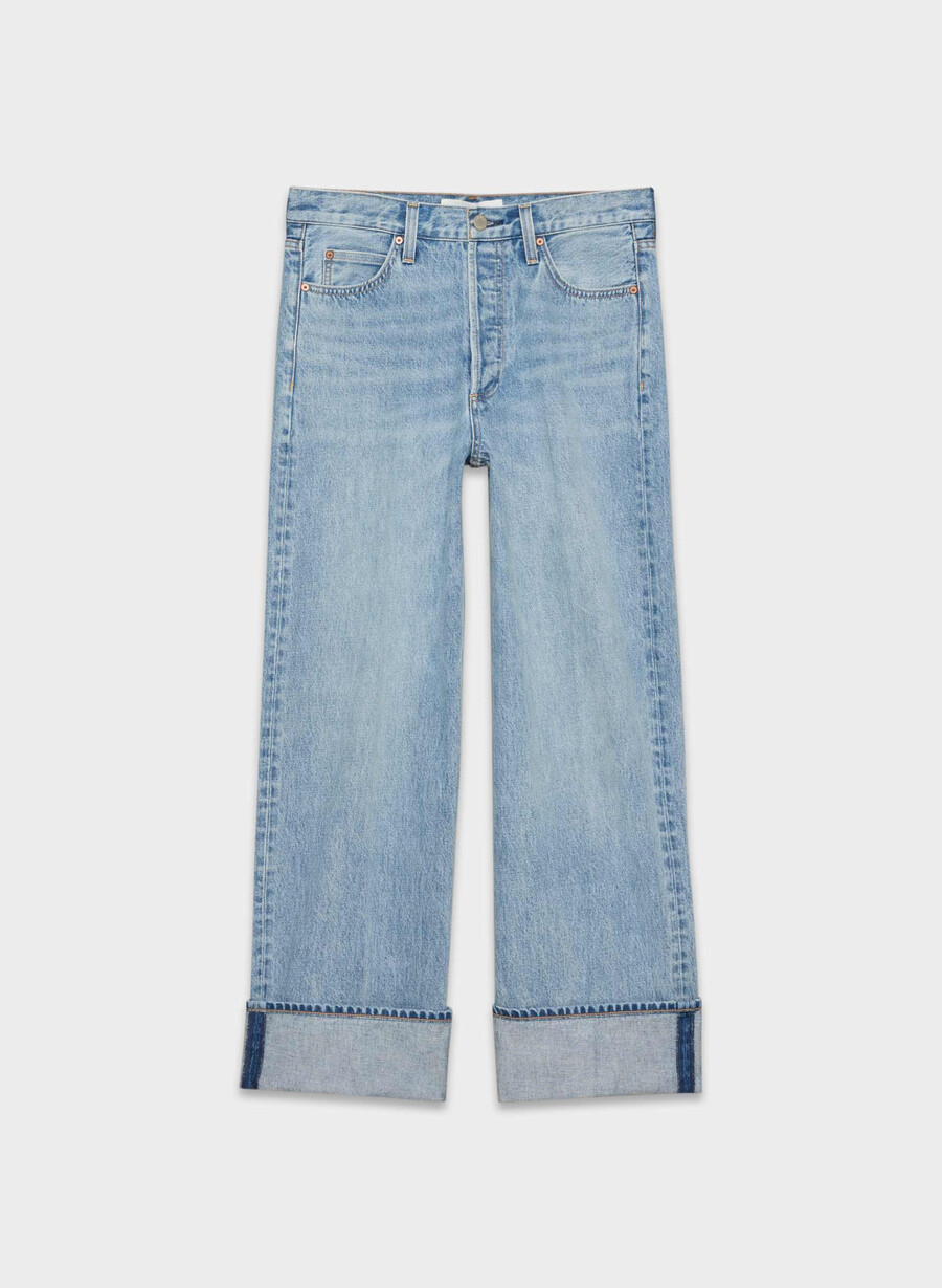 denim forum 90-tallets vintage lavt sittende jeans med mansjetter 7 år bleu taboo