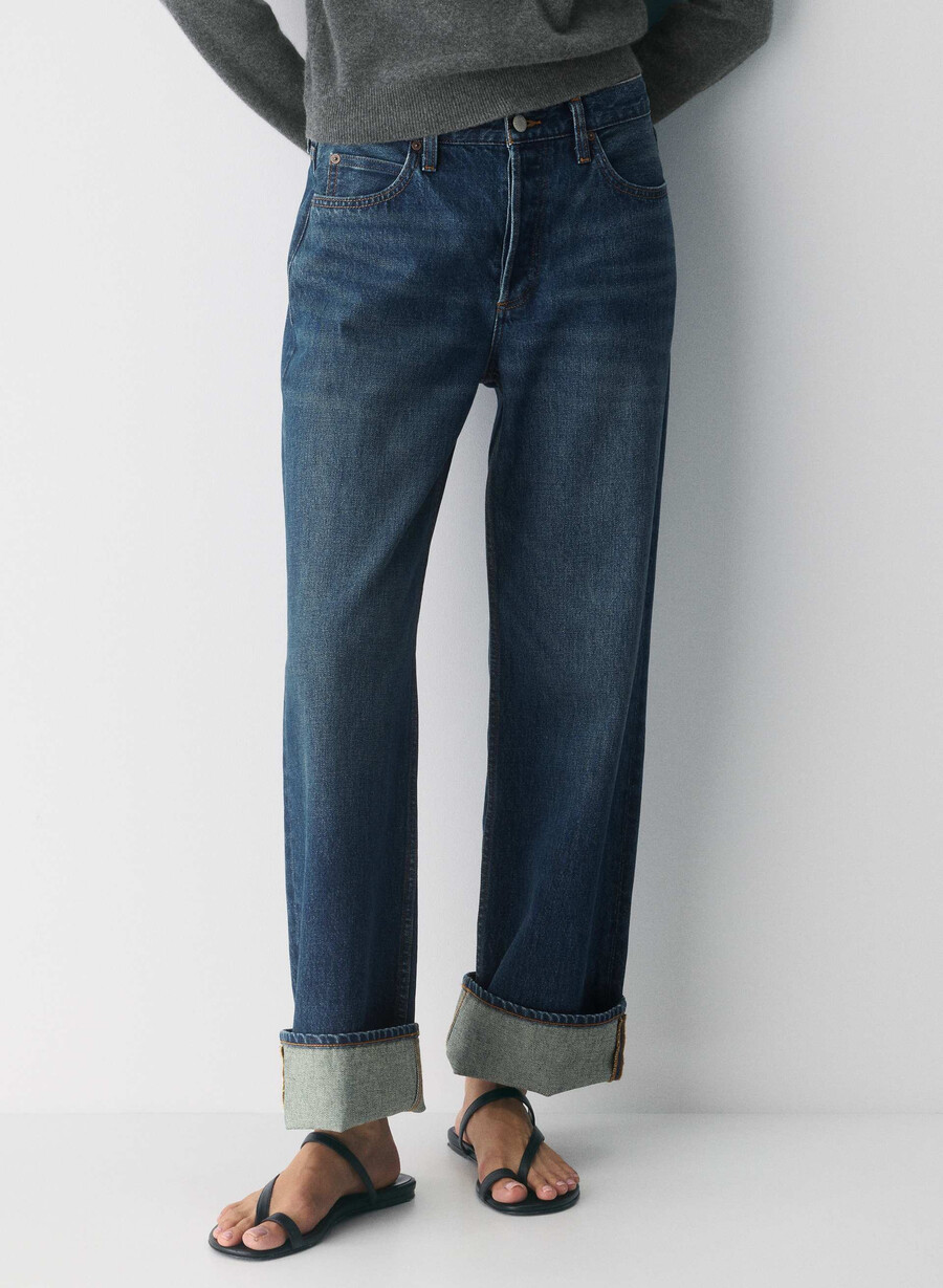 denim forum 90-tallets vintage lav-rise jeans med mansjetter be about dark bleu