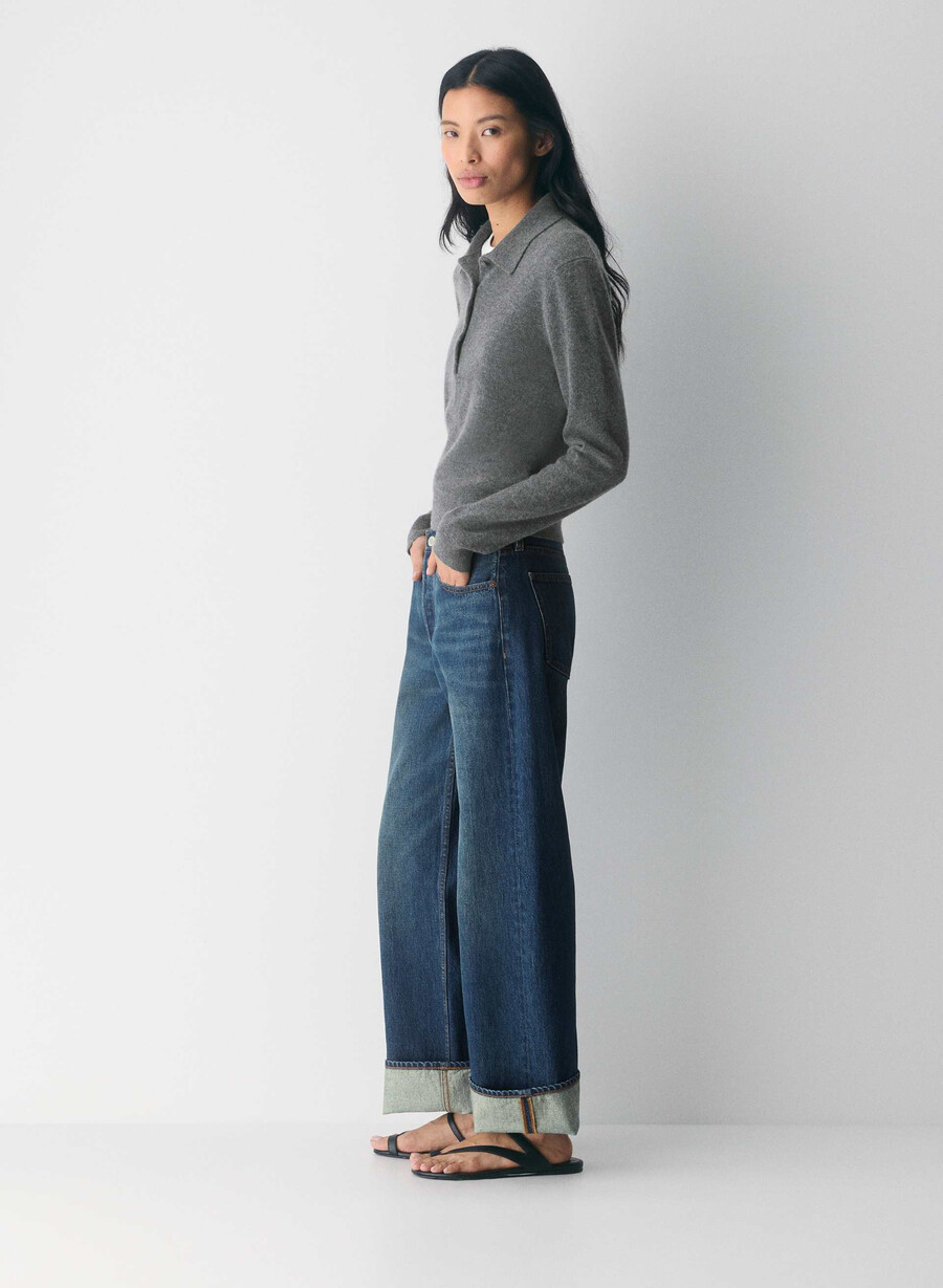 denim forum 90-tallets vintage lav-rise jeans med mansjetter be about dark bleu