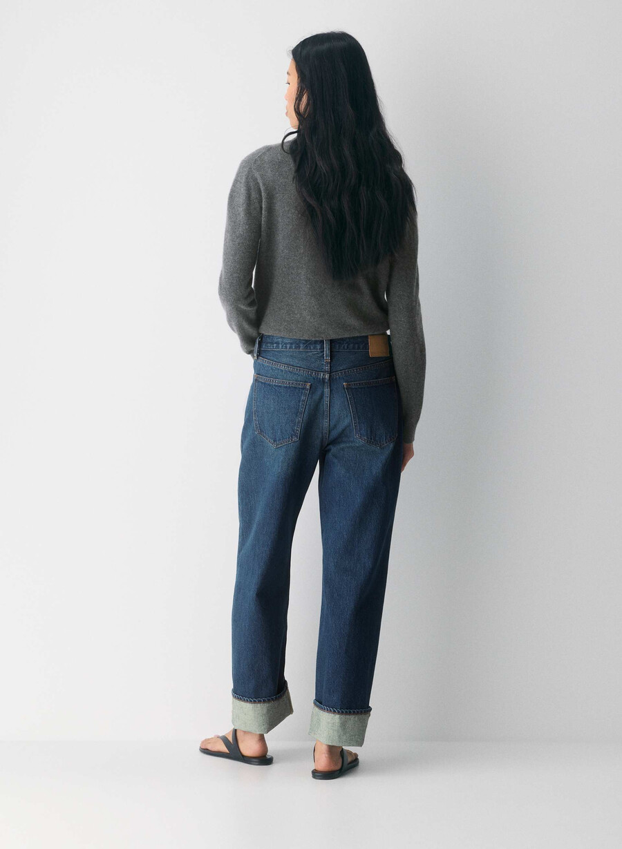 denim forum 90-tallets vintage lav-rise jeans med mansjetter be about dark bleu