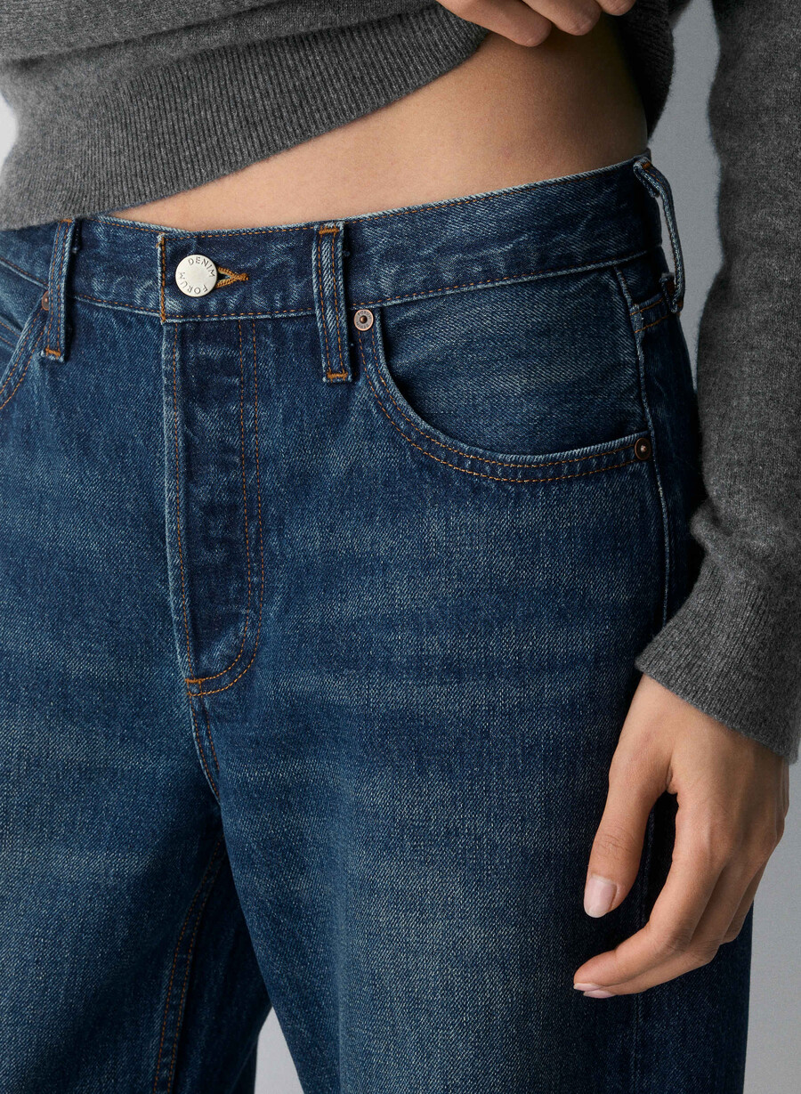 denim forum 90-tallets vintage lav-rise jeans med mansjetter be about dark bleu
