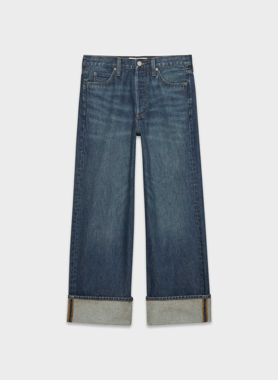 denim forum 90-tallets vintage lav-rise jeans med mansjetter be about dark bleu