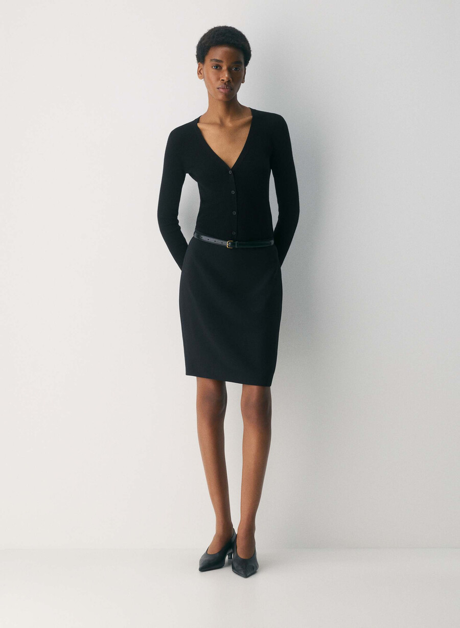 fin merinoull fieldstone-cardigan svart
