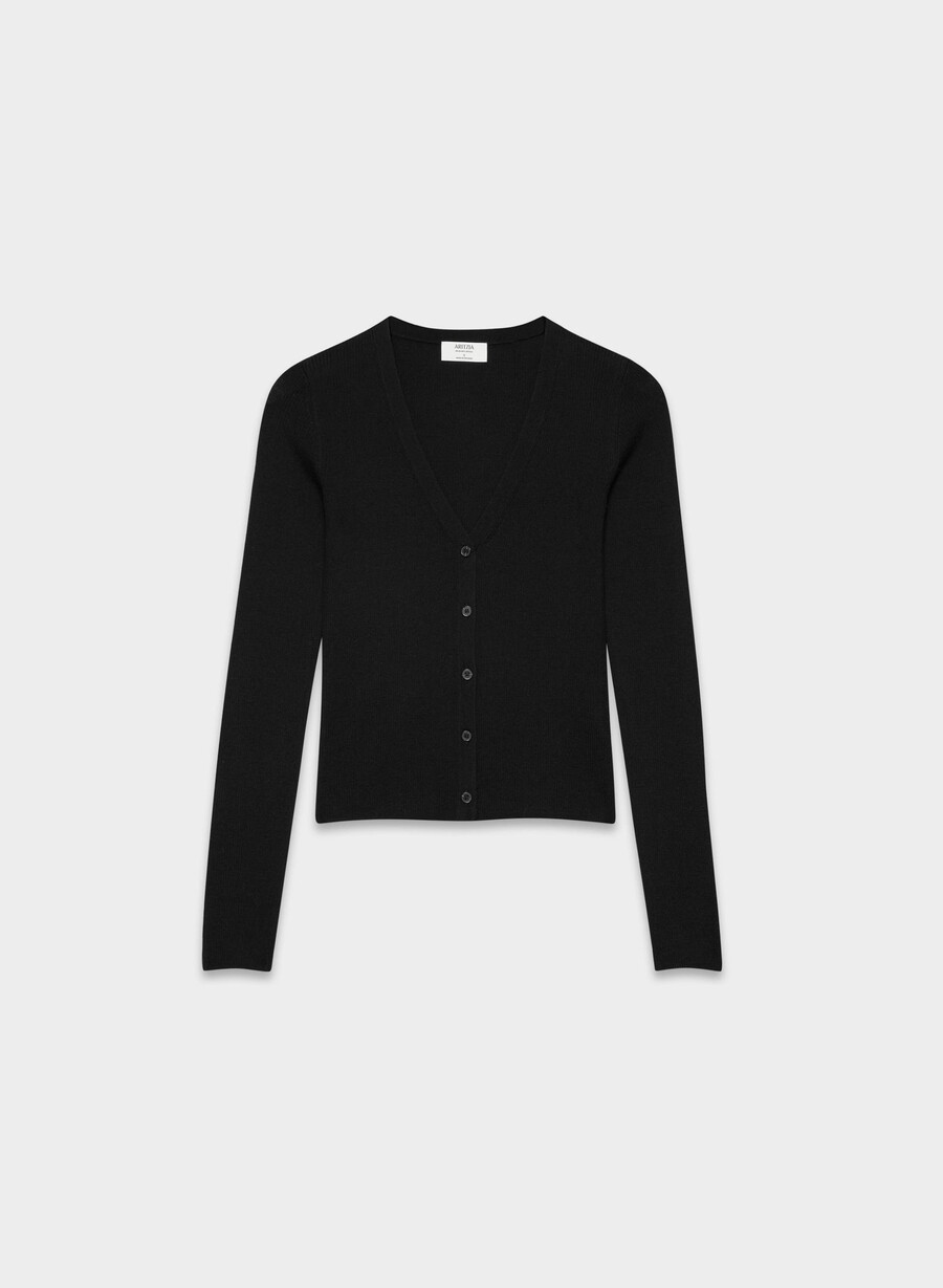 fin merinoull fieldstone-cardigan svart