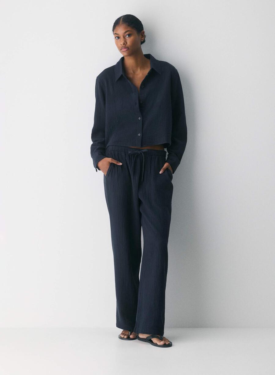 airplush cotton sail cropped skjorte admiral