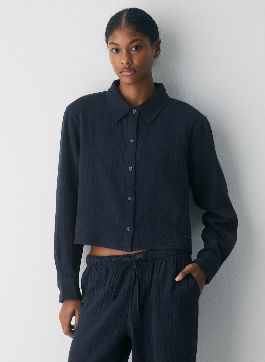 airplush cotton sail cropped skjorte admiral