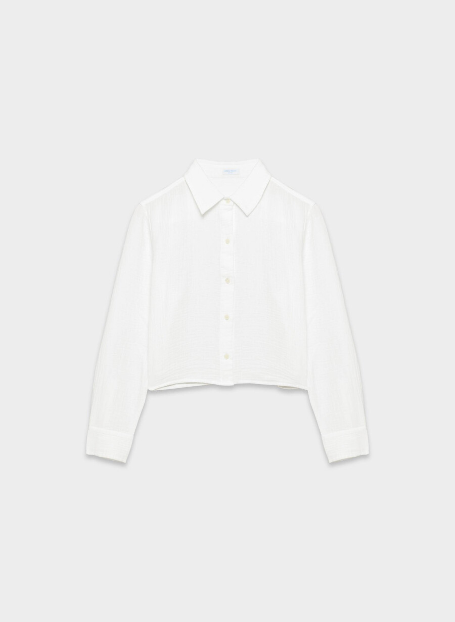 airplush cotton sail cropped skjorte hvit