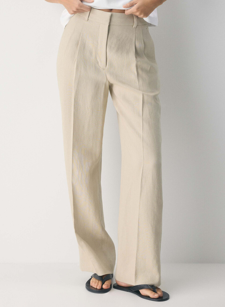 the effortless pant - lin pergament beige
