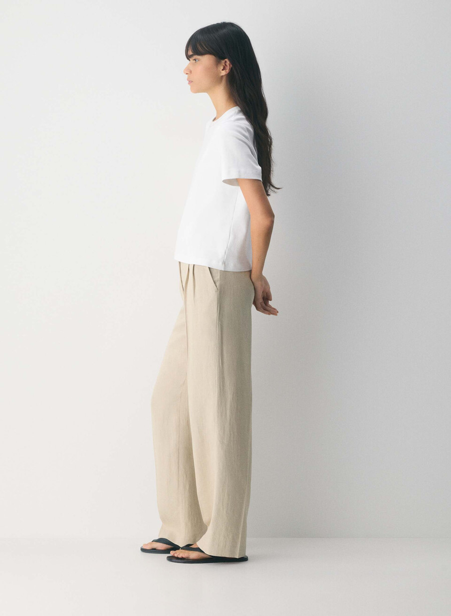 the effortless pant - lin pergament beige