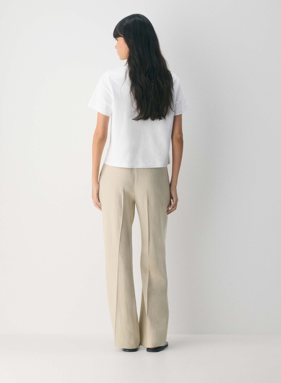 the effortless pant - lin pergament beige