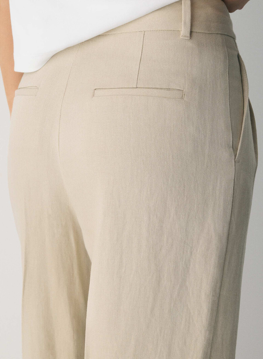the effortless pant - lin pergament beige