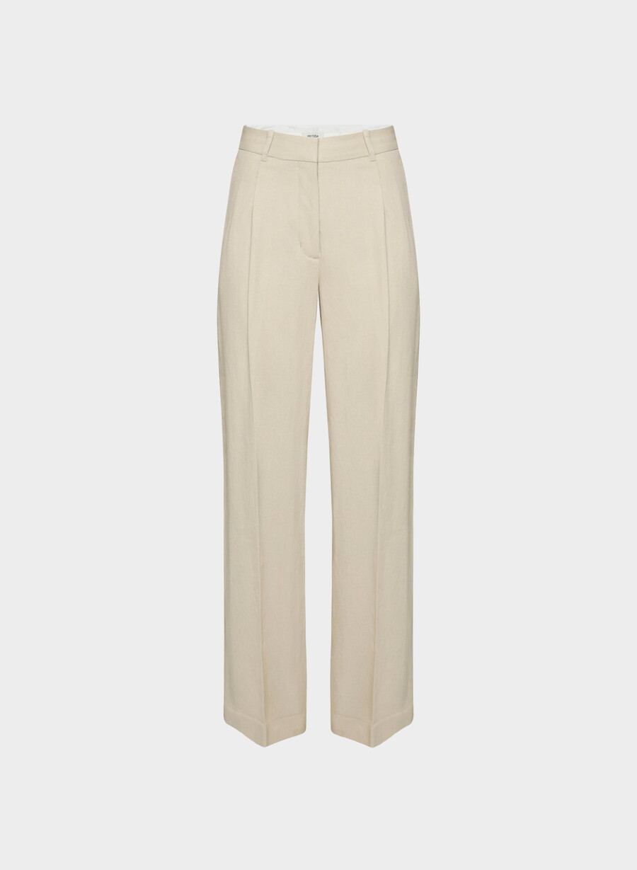 the effortless pant - lin pergament beige