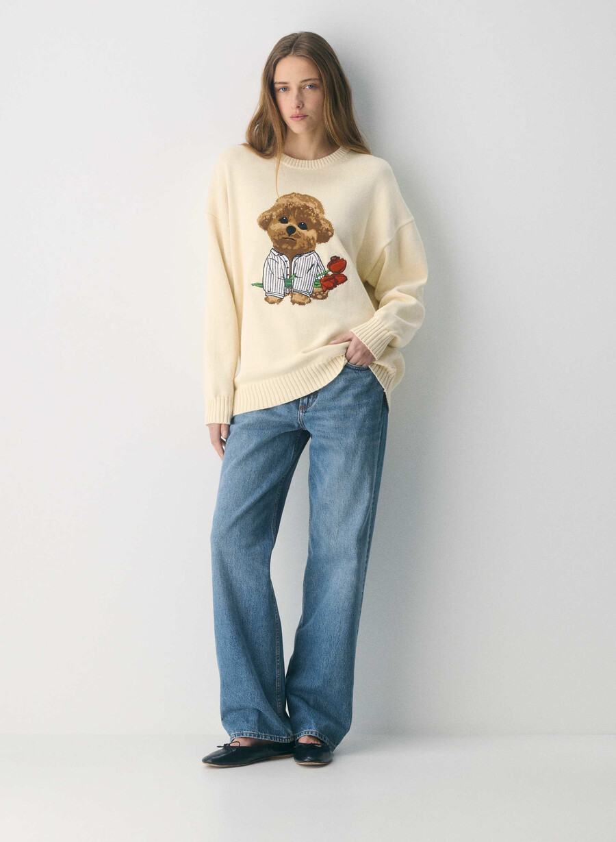 cotton charm peggy icon genser sand dune hvitbro