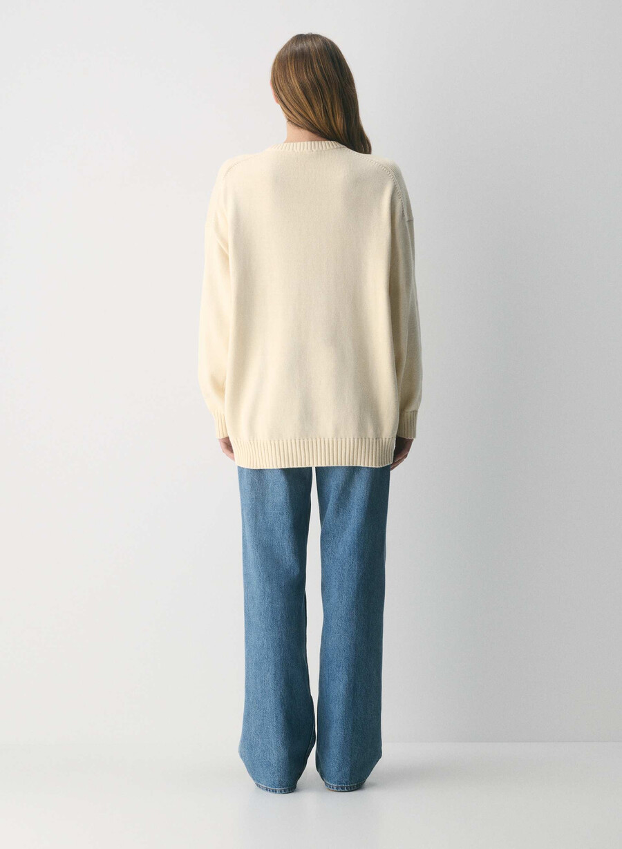 cotton charm peggy icon genser sand dune hvitbro
