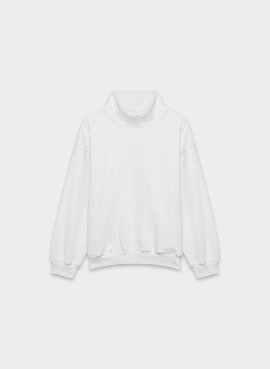 koselig svettefleece mega trakthals heather cloud white