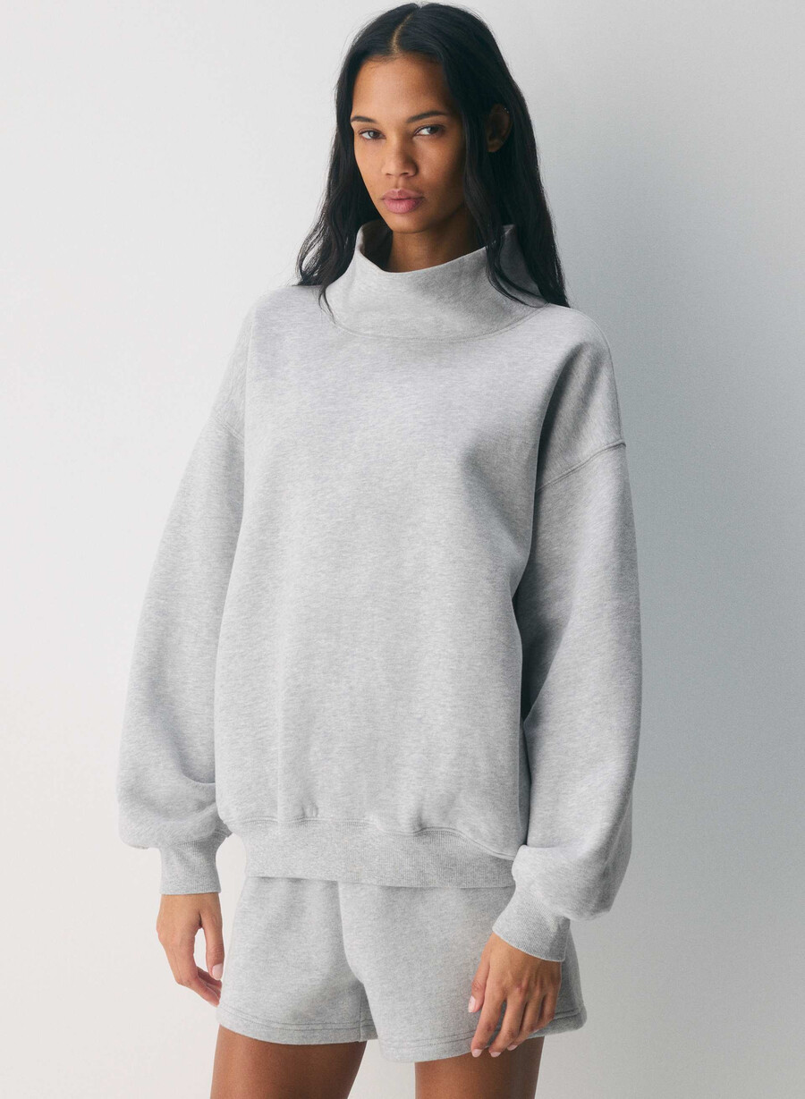 koselig svettefleece mega-trakthals heather chrome