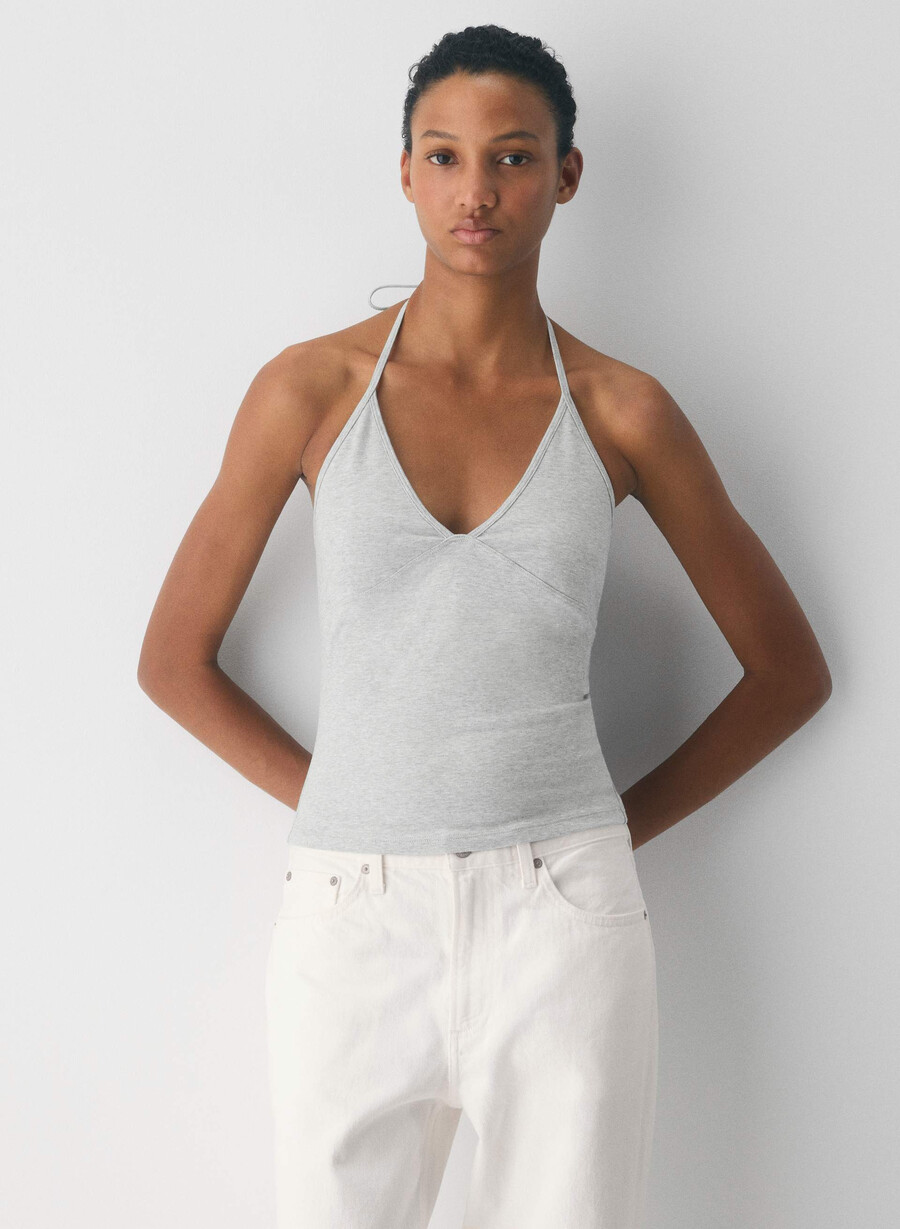homestretch smooth slowjam halter-topp i melange krom