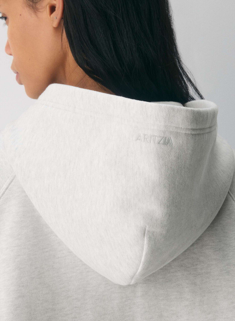 koselig hettegenser med fleece mega raglan-glidelås heather cloud white