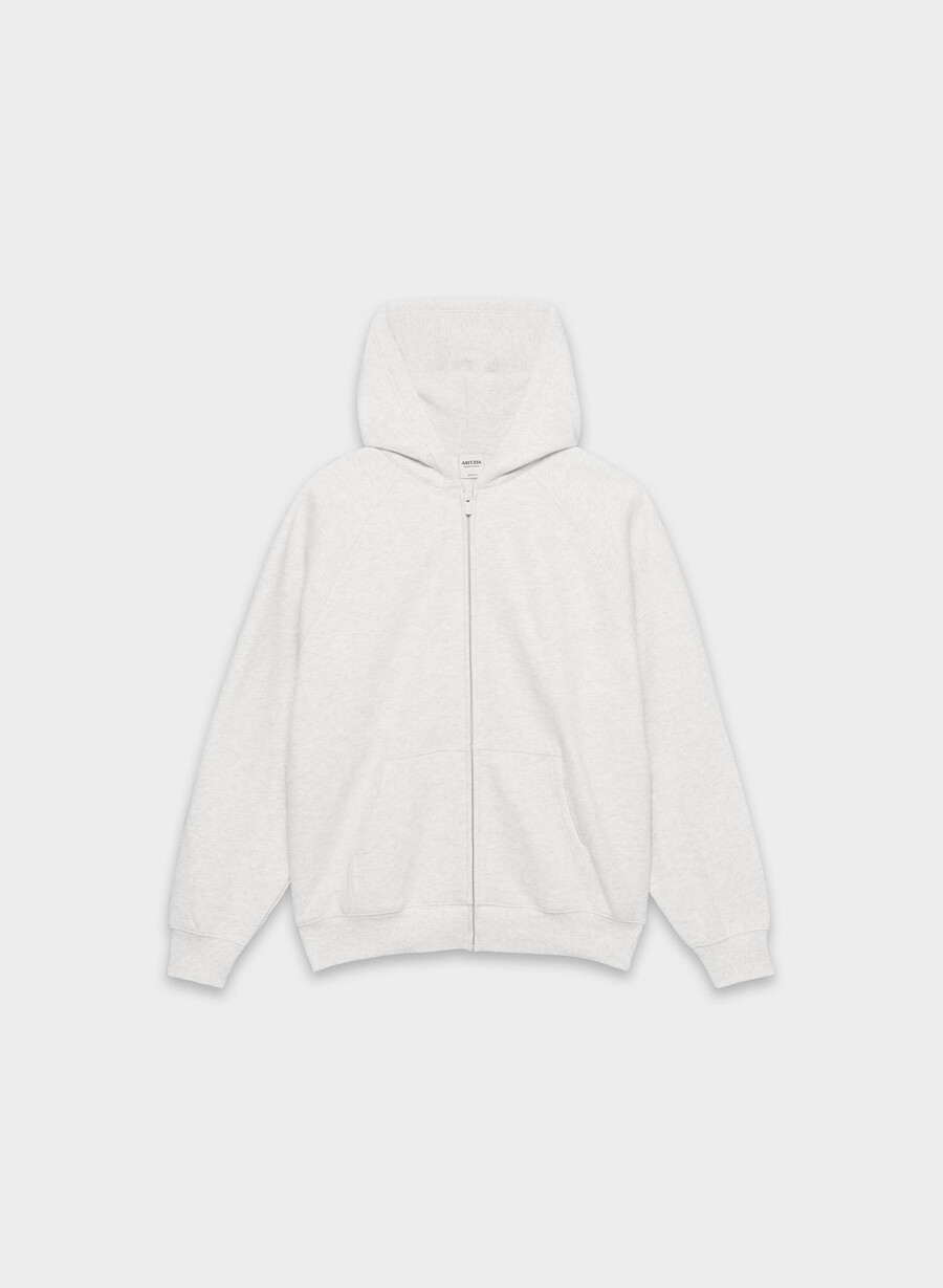 koselig hettegenser med fleece mega raglan-glidelås heather cloud white
