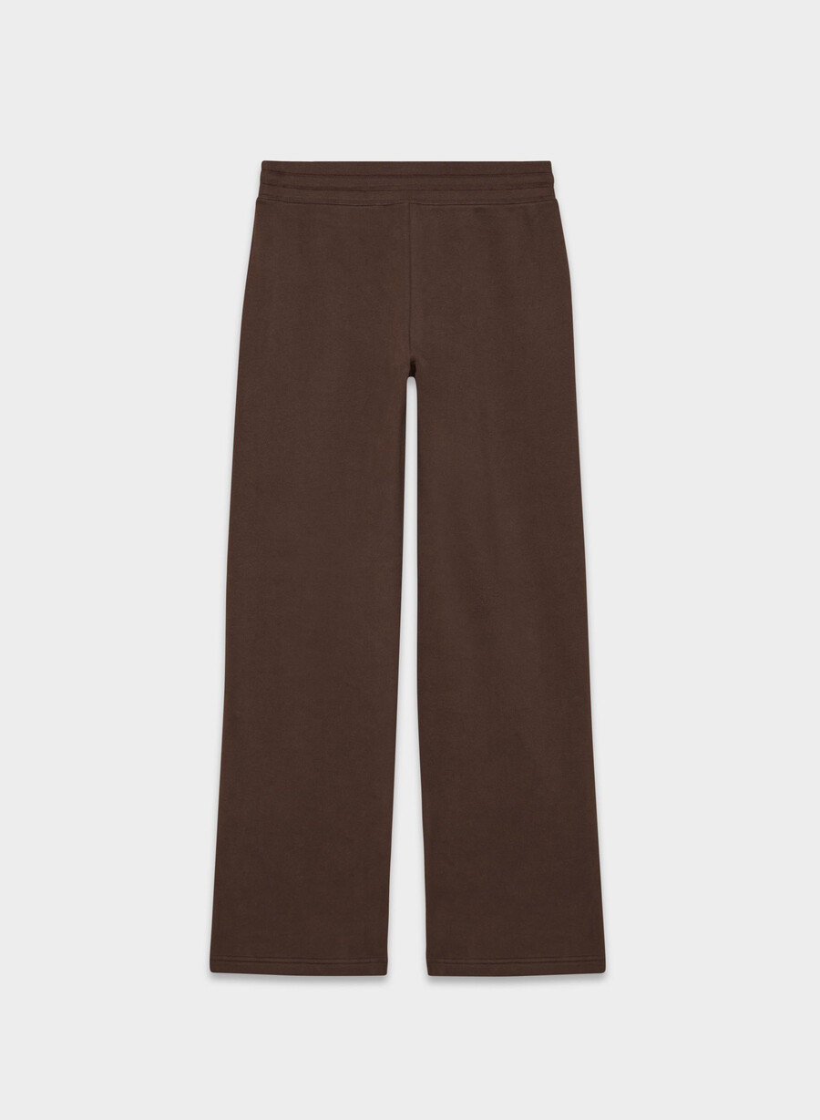 koselig joggebukse i fleece med tettsittende bånd i rik mokkabrun