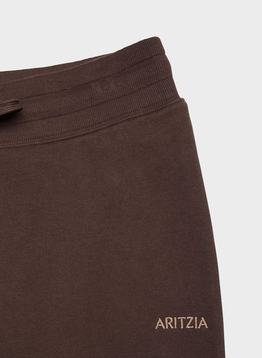 koselig joggebukse i fleece med tettsittende bånd i rik mokkabrun