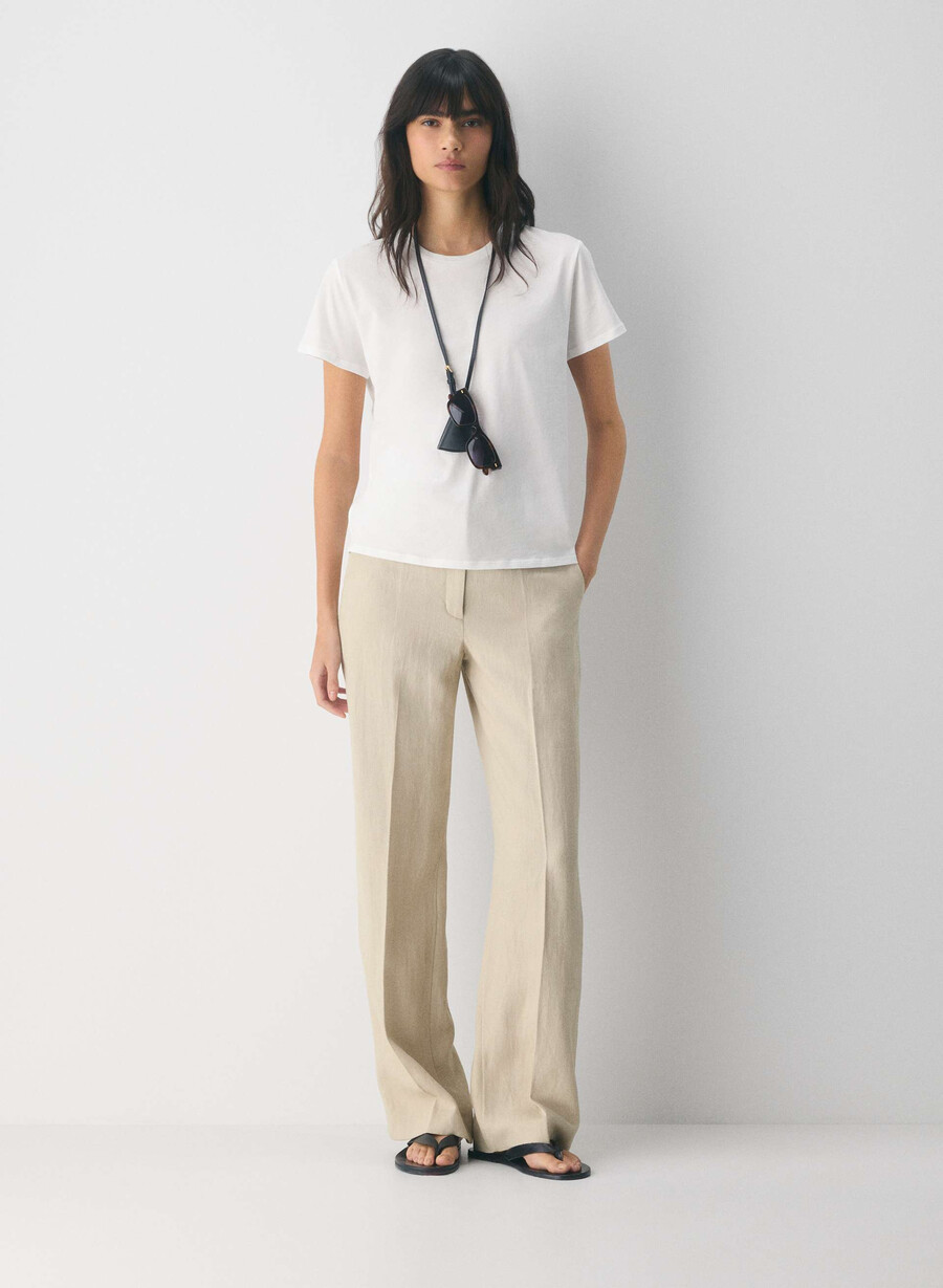 new agency bukse - lin pergament beige