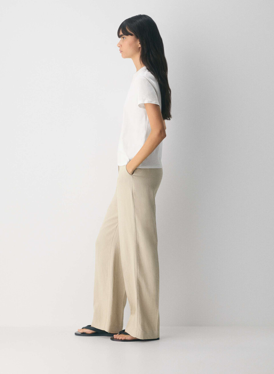 new agency bukse - lin pergament beige